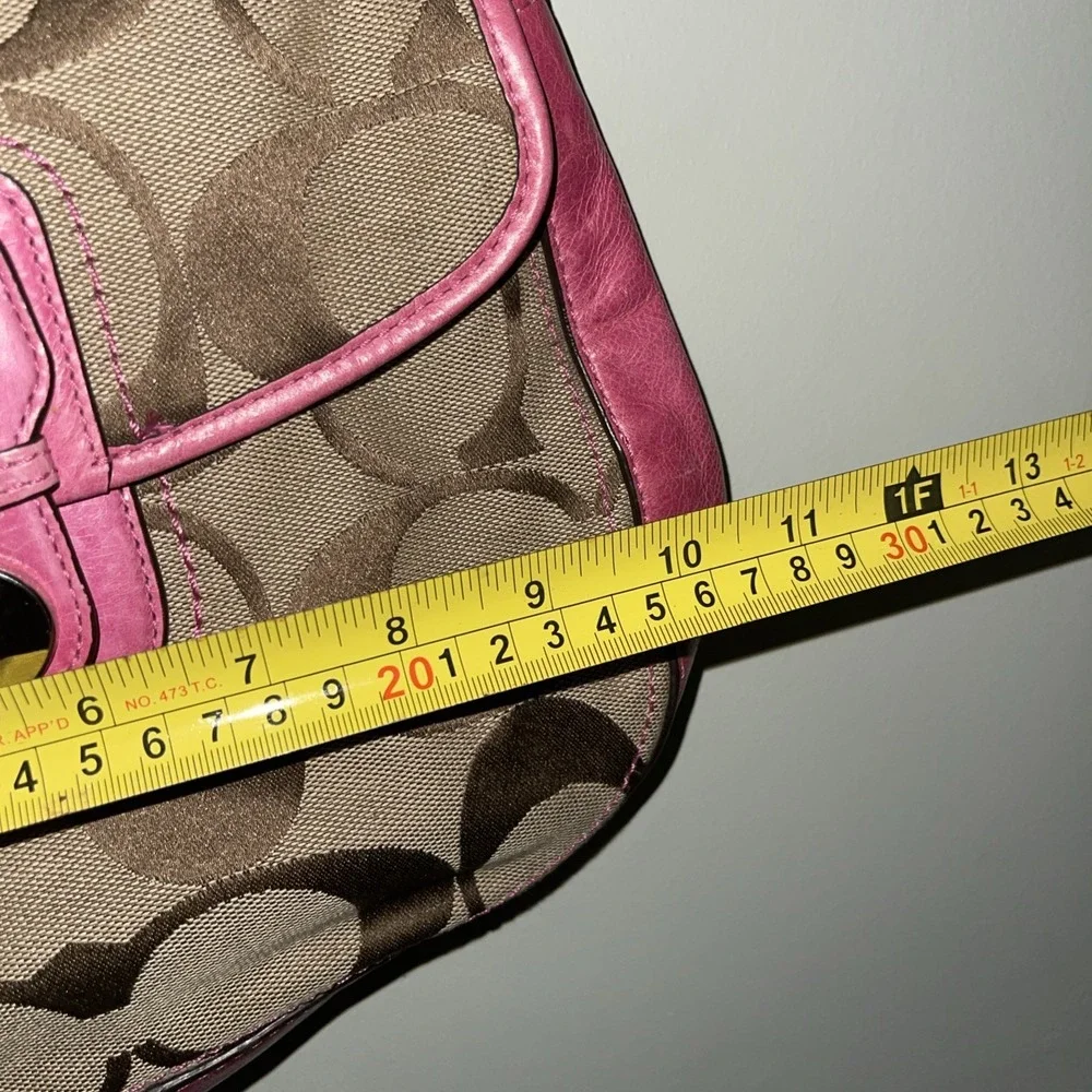 Coach Willis 70th Anniversary Brown Signature With Pink Leather Top Handle 19034 - Picture 7 of 15